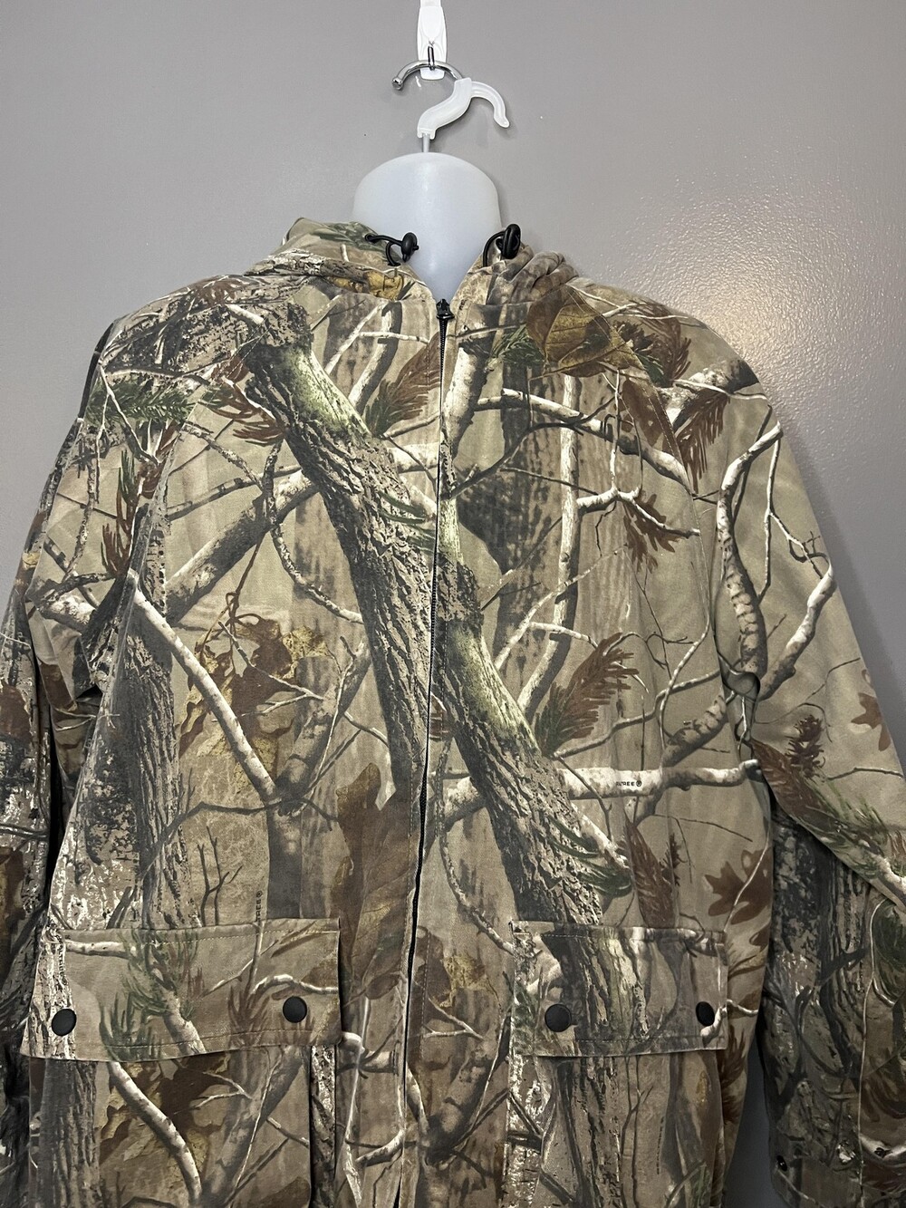 Realtree Jacket Mens Large Gray Camo Hooded Insulated Hunting Parka M652D3/RT